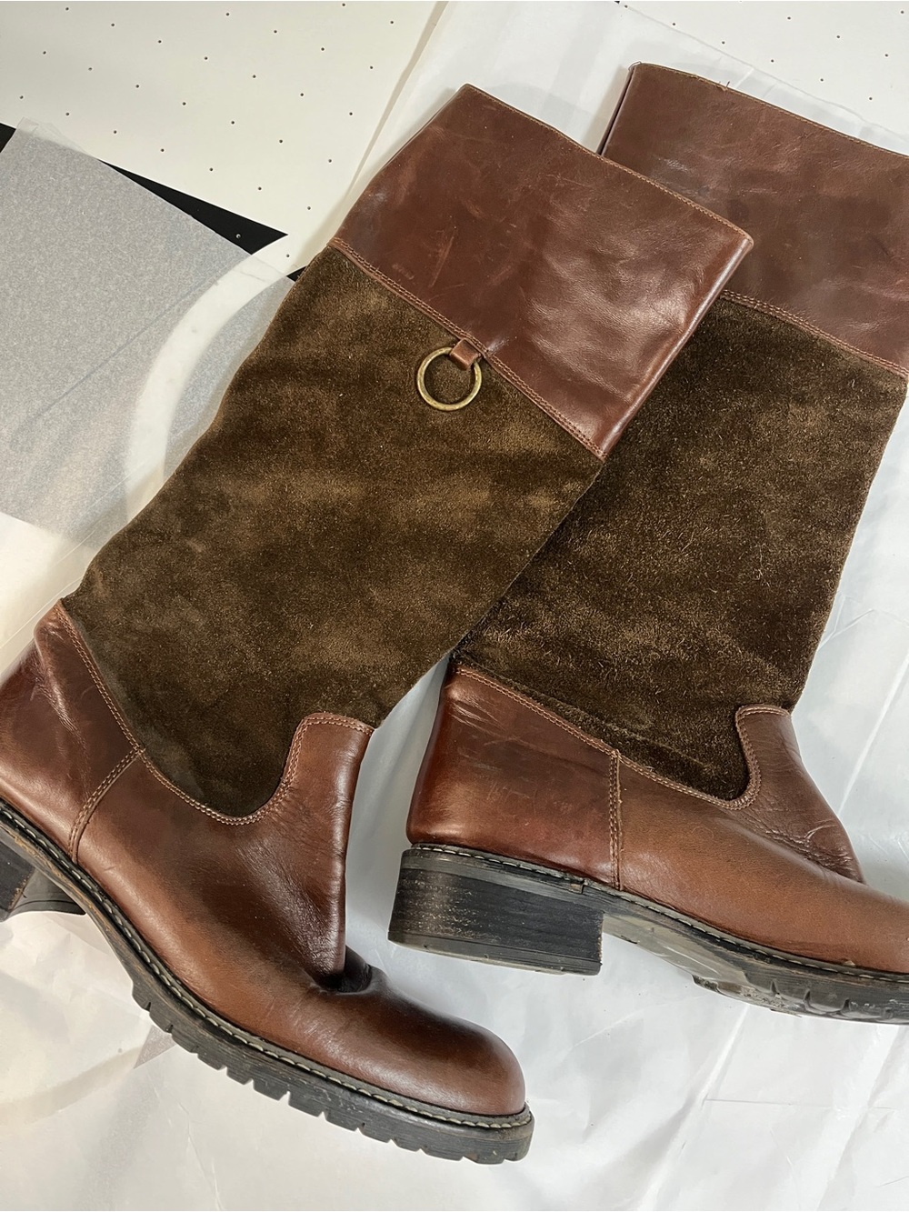 Women's Franco Barbieri women’s 8 brown Leather & Suede Riding Boots